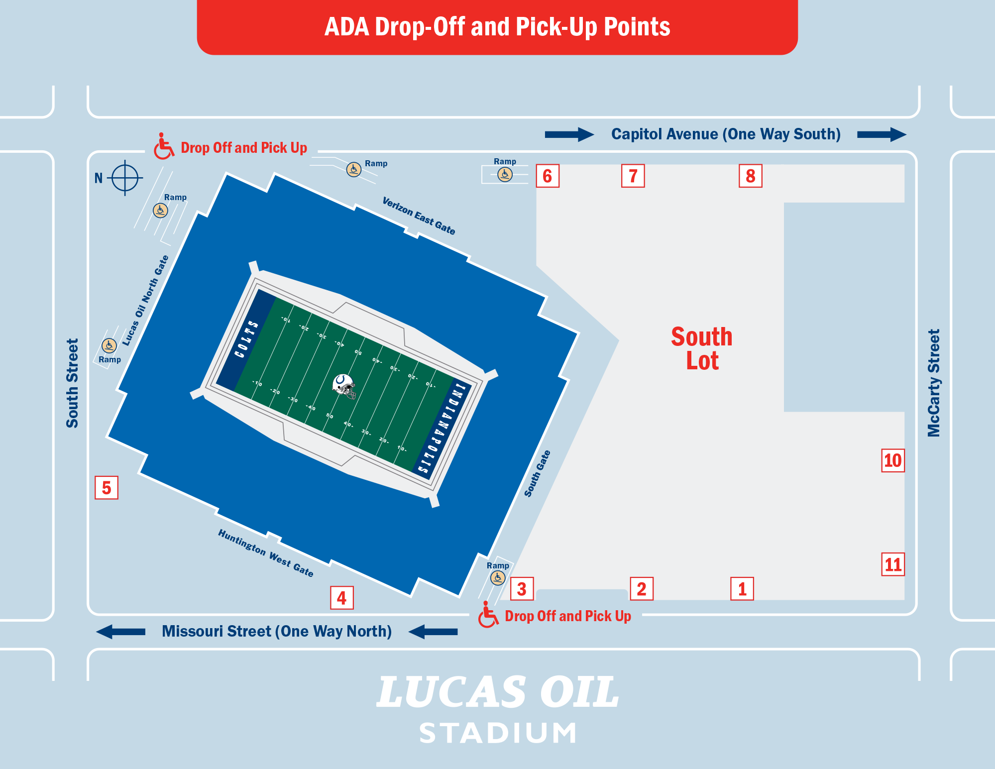 Lucas Oil Stadium ADA Drop-Off and Pick-Up Points