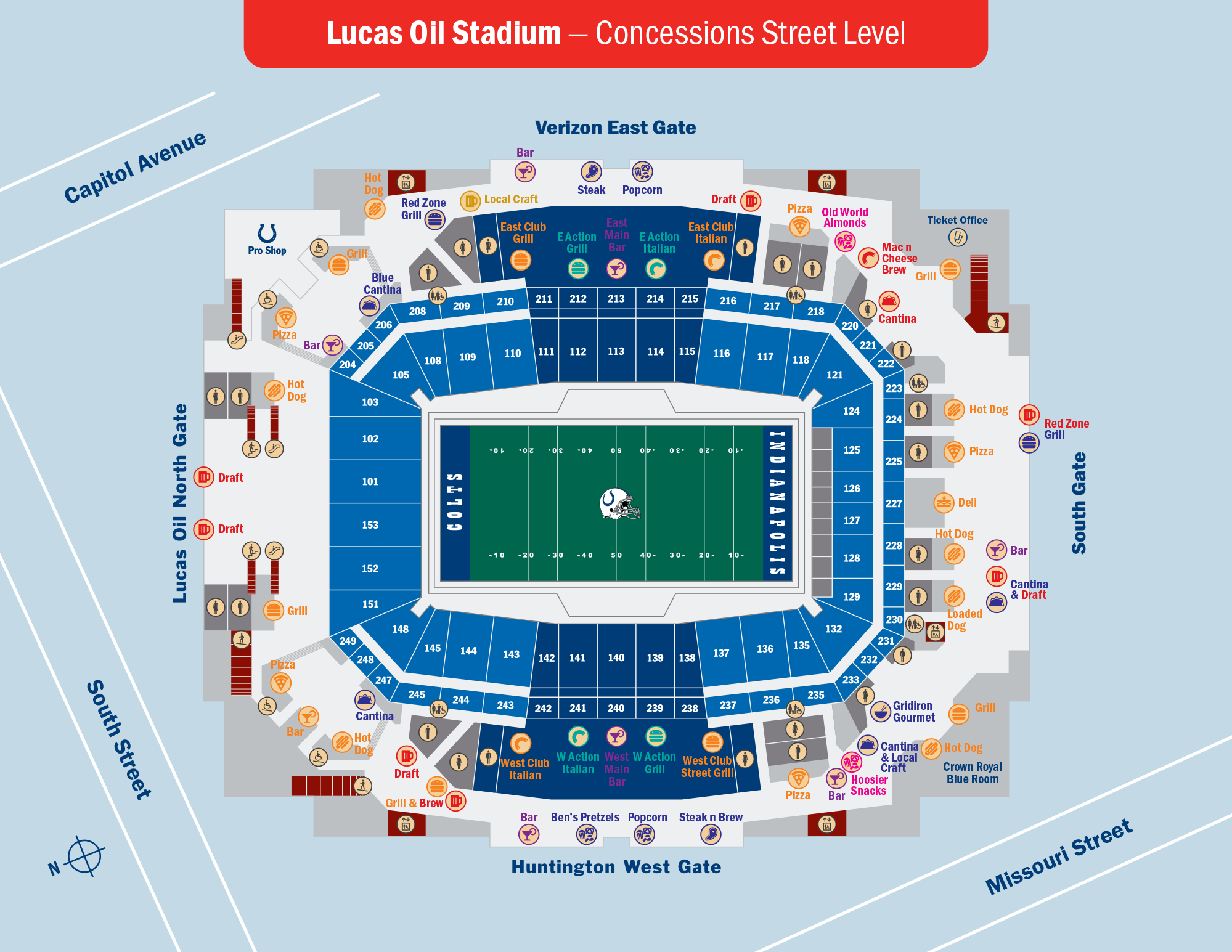 Lucas Oil Stadium Maps By Level