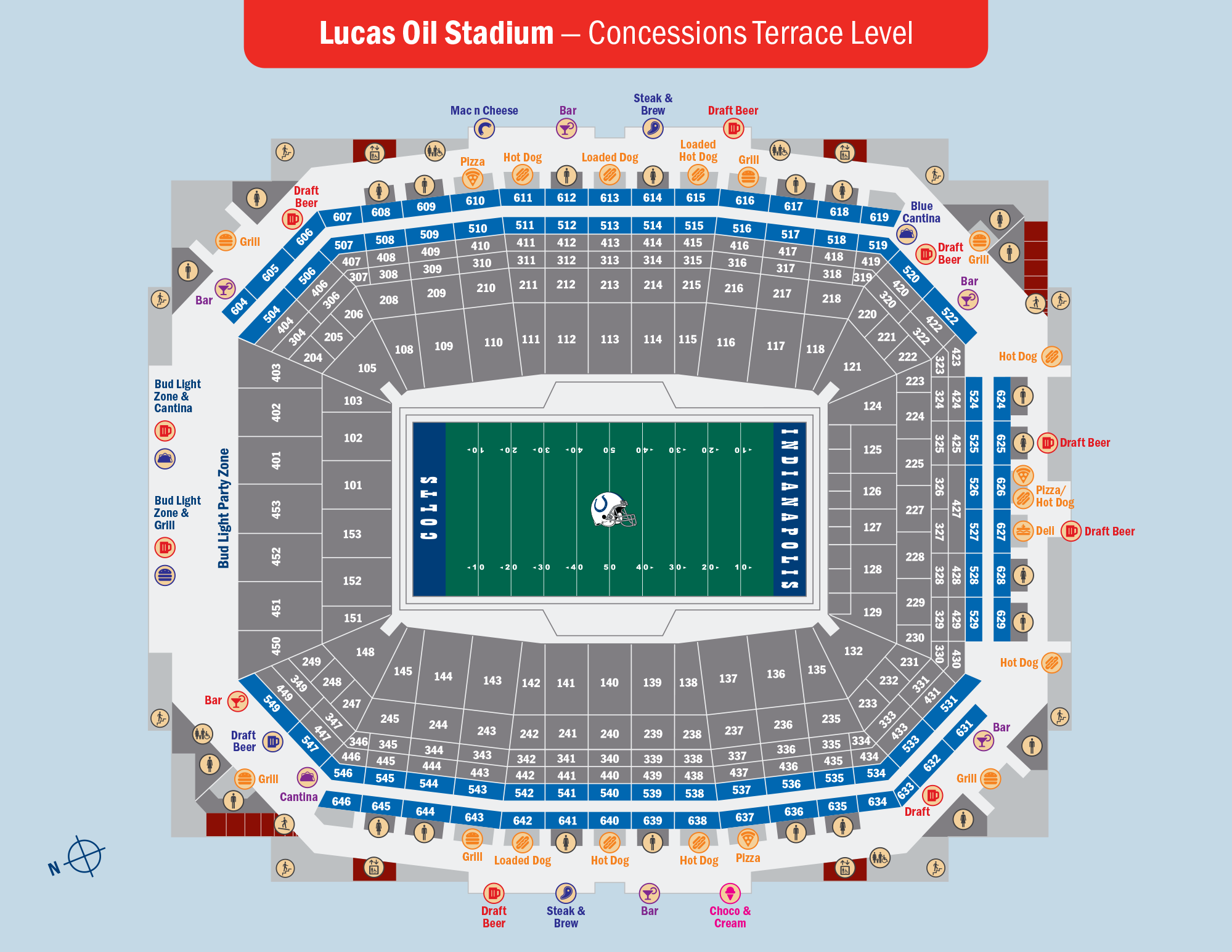 Lucas Oil Stadium Maps by Level