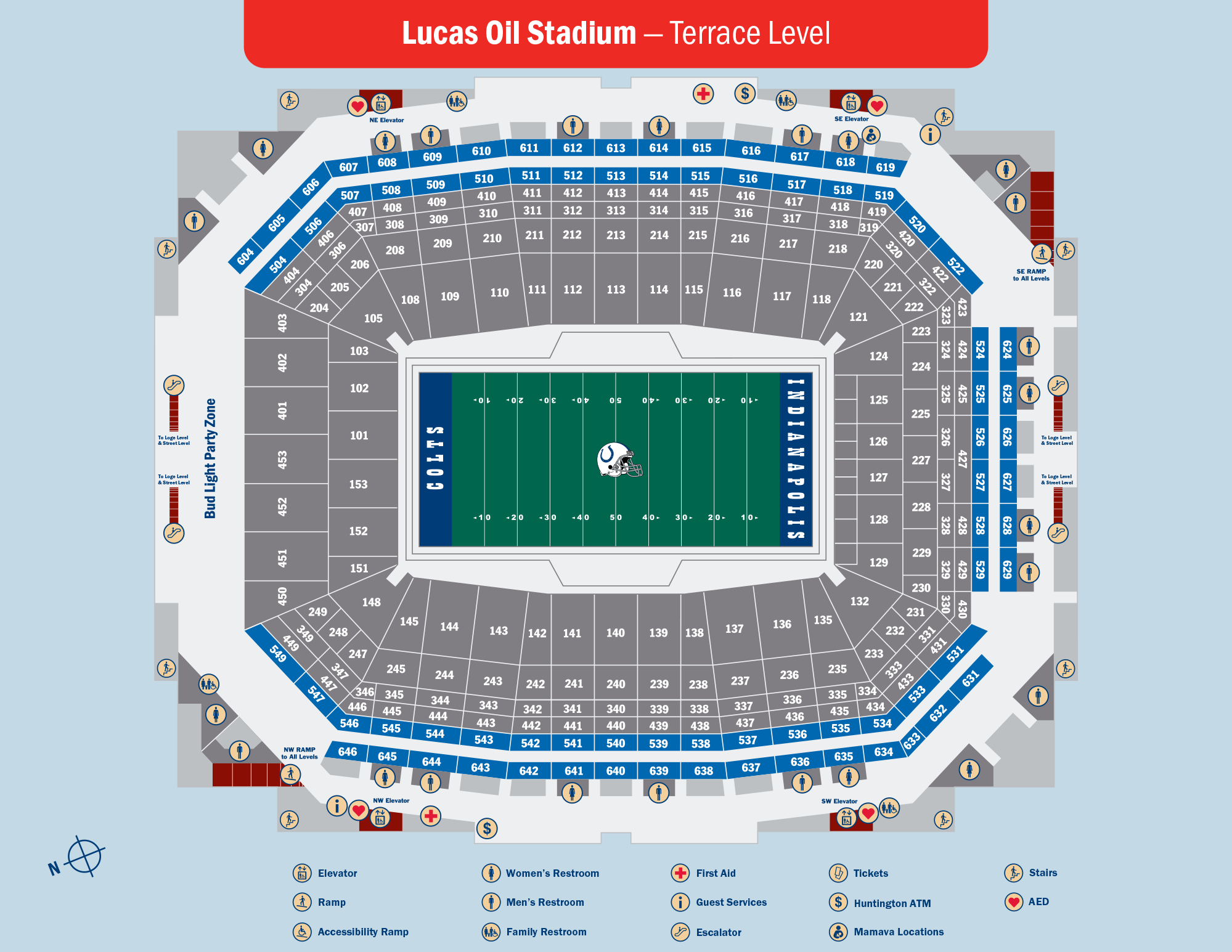 Lucas Oil Stadium Maps by Level