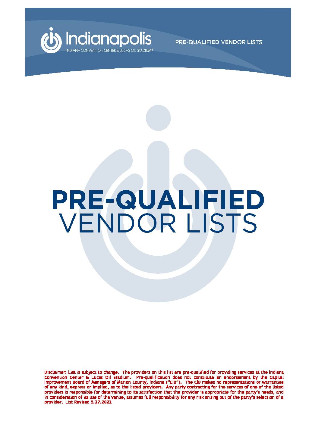 Pre-Qualified Vendors List