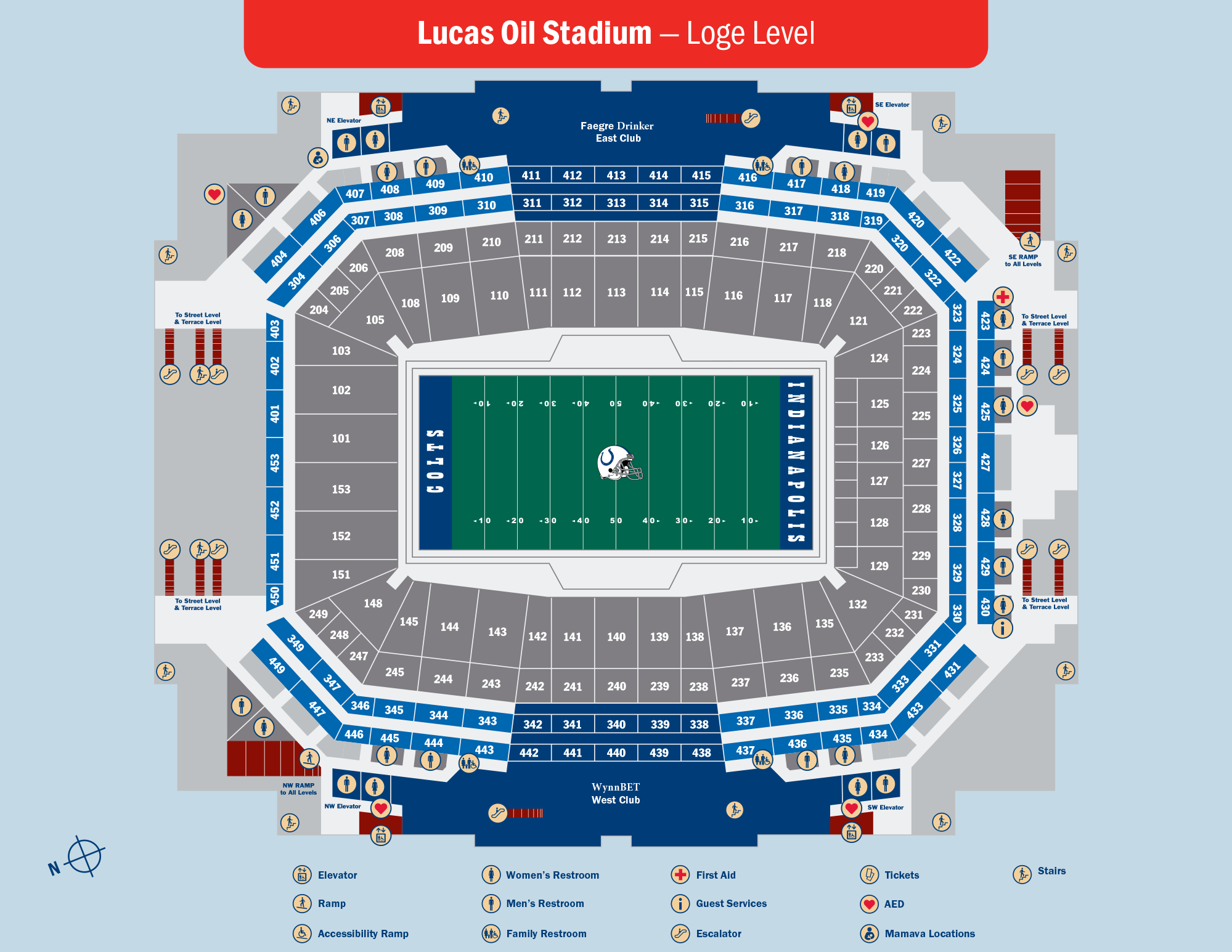 Lucas Oil Stadium Maps By Level
