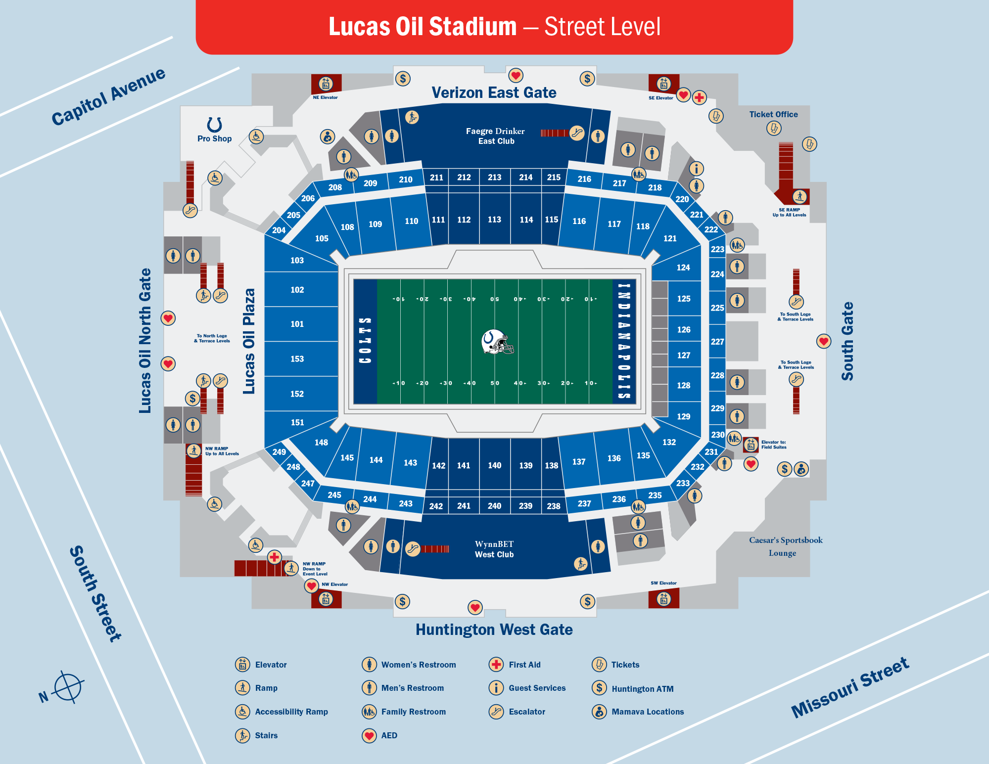 Lucas Oil Stadium Maps By Level